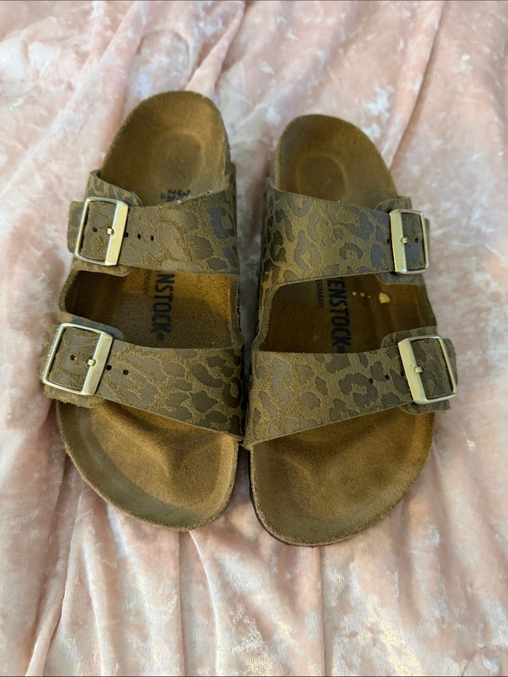 Birkenstock Kids Arizona Double Buckle Sandals in Brown Leopard Print